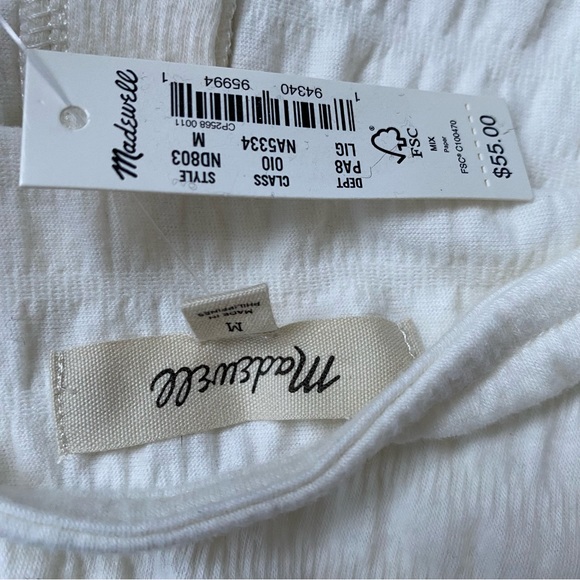 Madewell NWT Crinkle Knit Button Front Top Blouse Square Neck - Picture 8 of 13